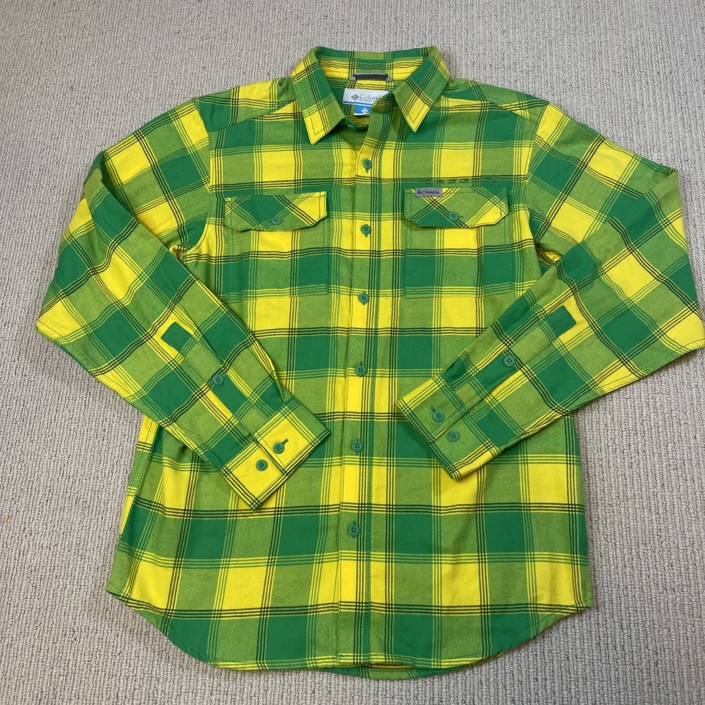 Columbia Sportswear Men's Small Green Oregon Duck Flare Flannel Team Button Up